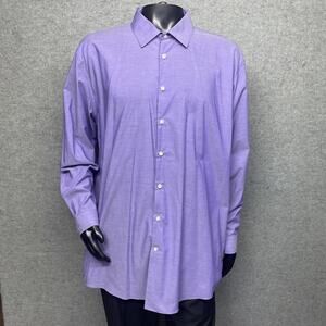 JF J Ferrar Mens 2XL 18-18.5 34/35 Purple Slim Fit Dress Shirt Stretch Button Up